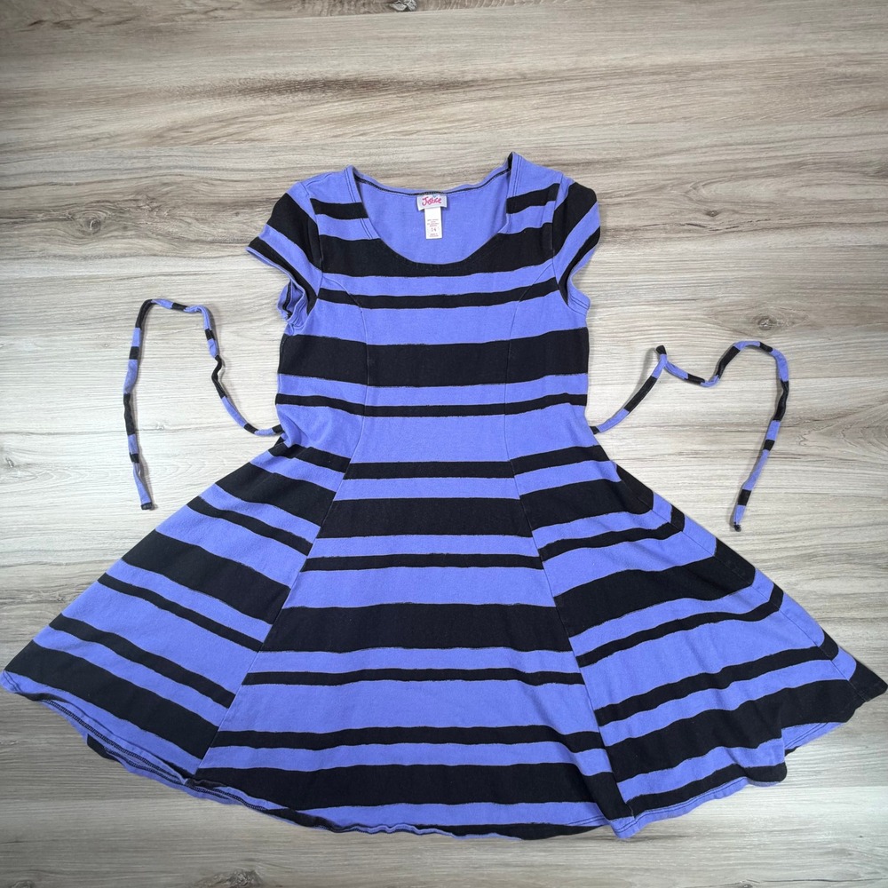 Justice Girls‎ Striped Cap Sleeve Dress with Tie Waist Size 14